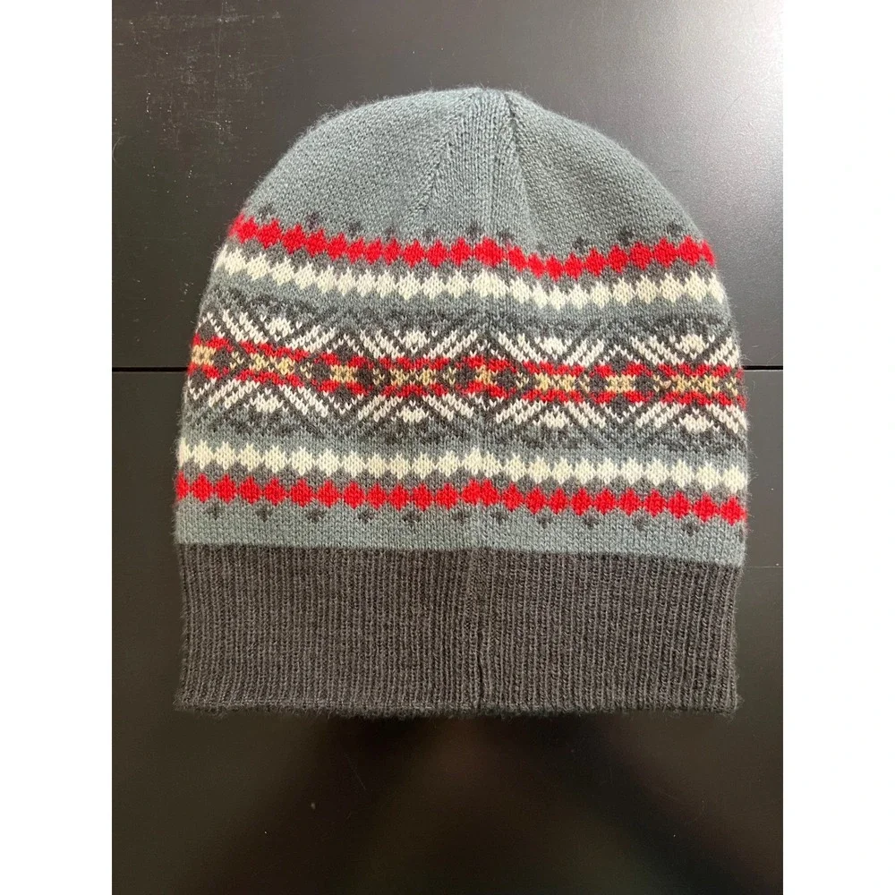 OshKosh Bgosh Kids Grey Red Fair‎ Isle Knit Beanie Hat Size 4-7 OSH19734